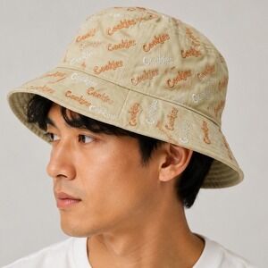 Cookies SF Bucket Hat Pale Yellow All Over Embroidered Logo‎ Streetwear S/M